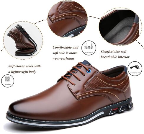 Men's Dress Oxfords Shoes Business Formal Shoes Casual Loafers Shoes Comfortable Lightweight Derby Sneakers Black in Saudi Arabia