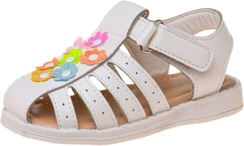 Laura Ashley Princess Girl Rainbow Sandals Summer Glitter Strap Closed Toe Sandals Flats for Girls Size 6-10 Toddler 11-12 Little Kid in Saudi Arabia