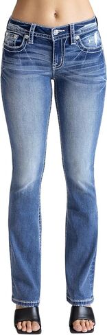 Miss Me Women's Fleur de Lis Mid-Rise Bootcut Jeans in Saudi Arabia