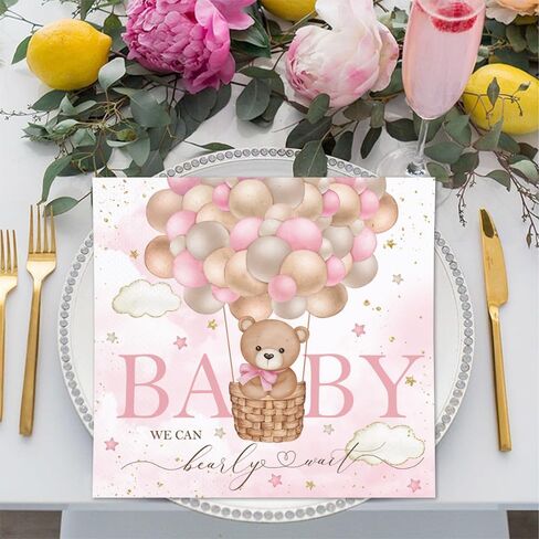 80Pcs We Can Bearly Wait Baby Shower Paper Napkins Blue Bear Disposable Napkins Bear Printed Decorative Napkins for Party Supplies Table Decor in Saudi Arabia
