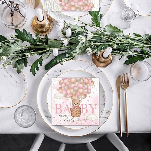 80Pcs We Can Bearly Wait Baby Shower Paper Napkins Blue Bear Disposable Napkins Bear Printed Decorative Napkins for Party Supplies Table Decor in Saudi Arabia