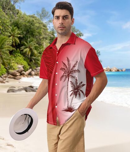 Men's Hawaiian Shirt Short Sleeve Casual Printed Button Down Tropical Shirt Summer Holiday Beach Hawaii Shirts in Saudi Arabia