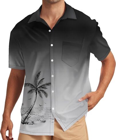 Men's Hawaiian Shirt Short Sleeve Casual Printed Button Down Tropical Shirt Summer Holiday Beach Hawaii Shirts in Saudi Arabia
