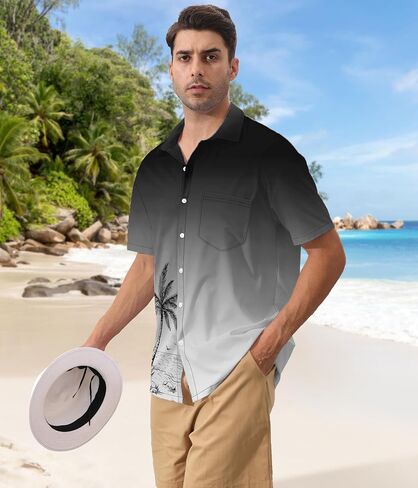 Men's Hawaiian Shirt Short Sleeve Casual Printed Button Down Tropical Shirt Summer Holiday Beach Hawaii Shirts in Saudi Arabia