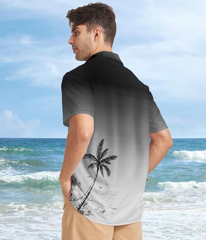 Men's Hawaiian Shirt Short Sleeve Casual Printed Button Down Tropical Shirt Summer Holiday Beach Hawaii Shirts in Saudi Arabia