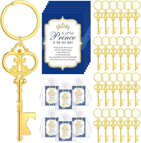 50 Sets Baby Shower Favors for Guests Bottle Opener Keychain Gold Crown Bottle Openers A Little Princess Is on Her Way Cards Crown Party Favors Baby Shower Souvenir for Girls Baby Shower Party in Saudi Arabia