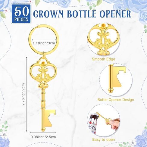 50 Sets Baby Shower Favors for Guests Bottle Opener Keychain Gold Crown Bottle Openers A Little Princess Is on Her Way Cards Crown Party Favors Baby Shower Souvenir for Girls Baby Shower Party in Saudi Arabia