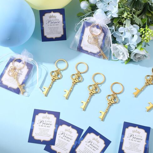 50 Sets Baby Shower Favors for Guests Bottle Opener Keychain Gold Crown Bottle Openers A Little Princess Is on Her Way Cards Crown Party Favors Baby Shower Souvenir for Girls Baby Shower Party in Saudi Arabia