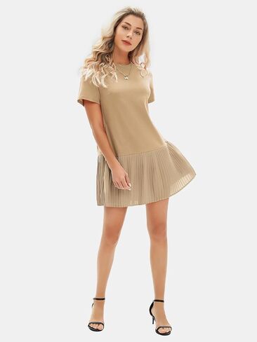 Exlura Womens Summer Summer Dismal Short Sleeve Dress Crewneck Tshirt Dresses Eleded Aline Mini Dress 2025 Vacation Beach Sundress in Saudi Arabia