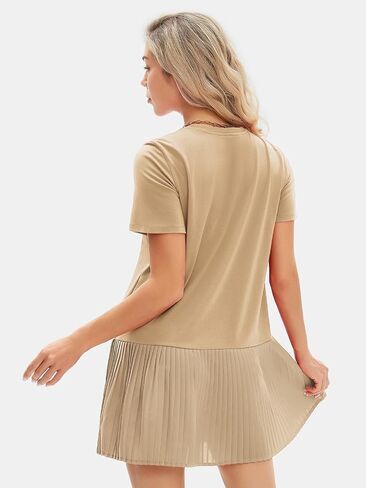 Exlura Womens Summer Summer Dismal Short Sleeve Dress Crewneck Tshirt Dresses Eleded Aline Mini Dress 2025 Vacation Beach Sundress in Saudi Arabia