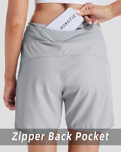 Running Shorts for Women 5" Athletic High Waisted Quick Dry Active Exercise Hiking Shorts with 3 Zipper Pocket in Saudi Arabia