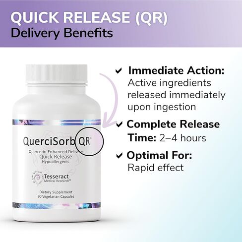 Tesseract Medical Research QuerciSorb QR Immune Support Supplement, Quick Release Quercetin, Supports Immune Function and Overall Health* Hypoallergenic, 400 mg, 90 Capsules in Kuwait