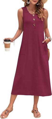 MOLERANI Women's Summer Maxi Dress 2025 Sleeveless Button Down Casual Loose Long Beach Sundress Travel Vacation Outfits in Saudi Arabia