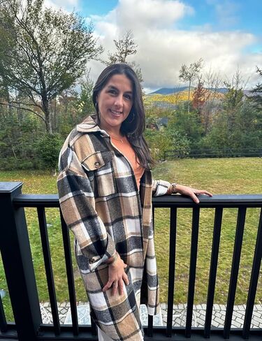 URBEST Women's Long Plaid Shacket, Lapel Button Down Shirt, Oversized Long Sleeve Jacket Side Pocket Knee Length Brushed Coat in Kuwait