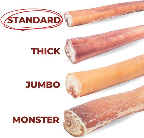 Bully Bunches Premium 12 Inch Thick Odor-Free Bully Sticks for Medium & Large Dogs - Long Lasting Chews for Oral Care - All Natural & Single Ingredient, 100% Beef Dog Treat, Rawhide Free (5 Pk) in Saudi Arabia