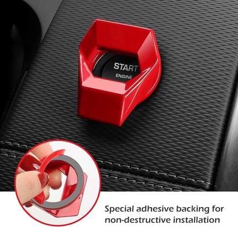 Push Start Button Cover, Zinc Alloy Car Engine Start Stop Button Cover Protector, Motorcycle Ignition Key Switch Cover, DIY Car Interior Decor, Universal for SUV Sedan Motorcycle(Carbon Fiber) in Saudi Arabia