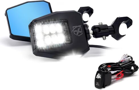 Xprite UTV Side View Mirrors,Heavy Aluminum w/LED Spot Lights UTV Rearview Mirrors Compatible with Pro-Fit Polaris Ranger General Can-Am Defender Maverick Trail Kawasaki Commander Clear Lens in Saudi Arabia