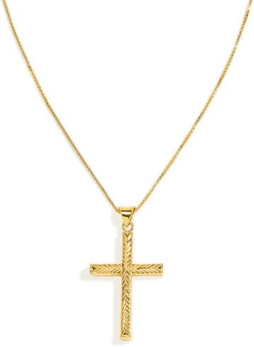 JTV Sterling Silver Diamond-Cut Cross Necklace-سلسلة رابط صندوق 18 بوصة ، مجوهرات مسيحية أنيقة in Kuwait