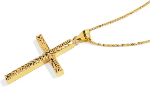 JTV Sterling Silver Diamond-Cut Cross Necklace-سلسلة رابط صندوق 18 بوصة ، مجوهرات مسيحية أنيقة in Kuwait