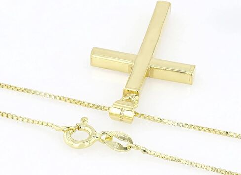 JTV Sterling Silver Diamond-Cut Cross Necklace-سلسلة رابط صندوق 18 بوصة ، مجوهرات مسيحية أنيقة in Kuwait