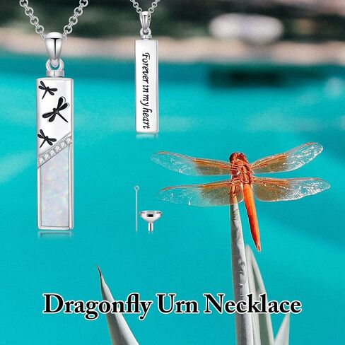Pet/Butterfly/Dragonfly/Tree of Life Urn Necklaces for Ashes 925 Sterling Silver Opal Cremation Jewelry with Funnel Filler Kit Bar Ashes Necklace for Women Men Human Pets in Saudi Arabia