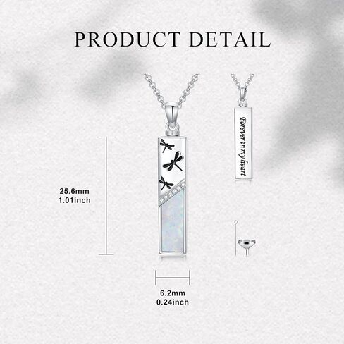 Pet/Butterfly/Dragonfly/Tree of Life Urn Necklaces for Ashes 925 Sterling Silver Opal Cremation Jewelry with Funnel Filler Kit Bar Ashes Necklace for Women Men Human Pets in Saudi Arabia