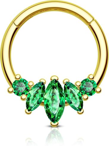 COCHARM Lotus Septum Rings 16g Dainty Septum Jewelry Emeraled CZ Daith Earrings 8mm/10mm Septum Clicker Cute Silver Septum Piercing Marquise Daith Jewelry in Saudi Arabia