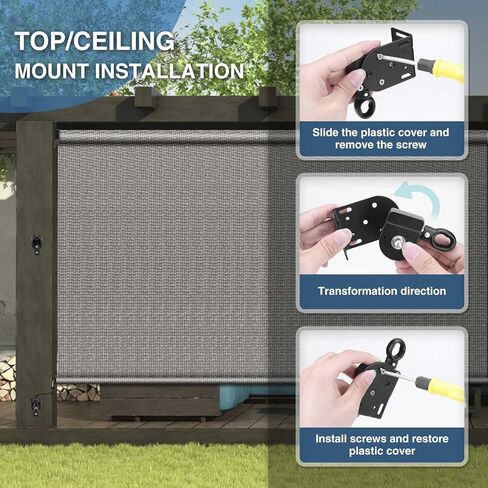 Shade Replacement Parts,Cordless Crank Kit,Roller Shade Mounting Brackets,for Coolaroo Exterior Sun Shades, Outdoor Blinds(Brown,1 Pair) in Kuwait