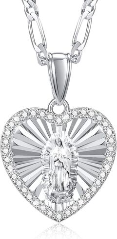 Virgin Mary Necklace for Women, 14K Gold Plated Guadalupe Necklace Mother Mary Catholic Gift, Cubic Zirconia Virgen de Guadalupe Charm Pendant Lady of Guadalupe Mexican Jewelry, 18/20/24 IN Chain in Saudi Arabia