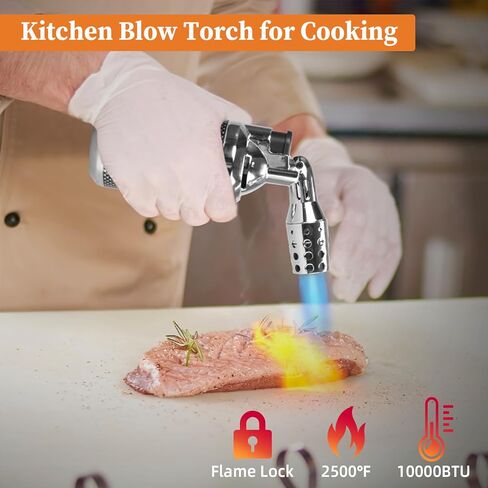 ولاعة شعلة بوتان قابلة لإعادة الملء، شعلة مطبخ معدنية فاخرة مع لهب وقفل أمان، شعلة لحام قابلة للتعديل للطهي، ولاعة، كريم برولي ولحام DIY (الغاز غير متضمن) in Kuwait