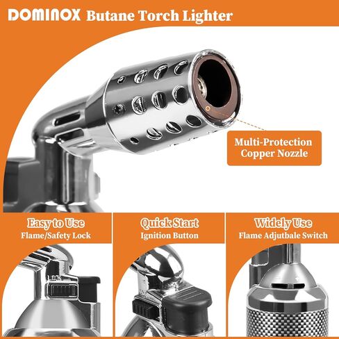 ولاعة شعلة بوتان قابلة لإعادة الملء، شعلة مطبخ معدنية فاخرة مع لهب وقفل أمان، شعلة لحام قابلة للتعديل للطهي، ولاعة، كريم برولي ولحام DIY (الغاز غير متضمن) in Kuwait