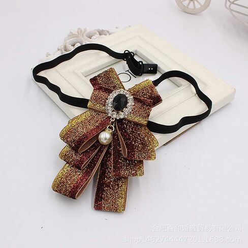 FASELE Bow Brooch Pins for Women Men Adjustable Bow Tie shining Neck tie Clip Pre-Tied Ribbon Necktie for Wedding Party in Saudi Arabia