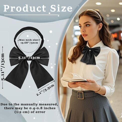 Bow Tie for Women Adjustable Pre-tied Womens Bow Tie, Solid Color Bowtie for Women Accessory School Office Casual in Kuwait