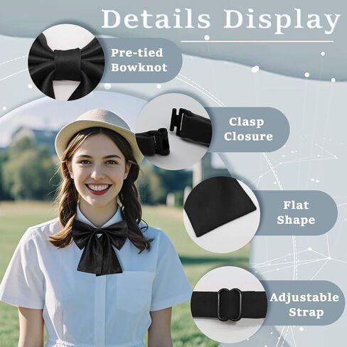 Bow Tie for Women Adjustable Pre-tied Womens Bow Tie, Solid Color Bowtie for Women Accessory School Office Casual in Kuwait