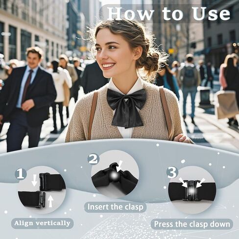 Bow Tie for Women Adjustable Pre-tied Womens Bow Tie, Solid Color Bowtie for Women Accessory School Office Casual in Kuwait