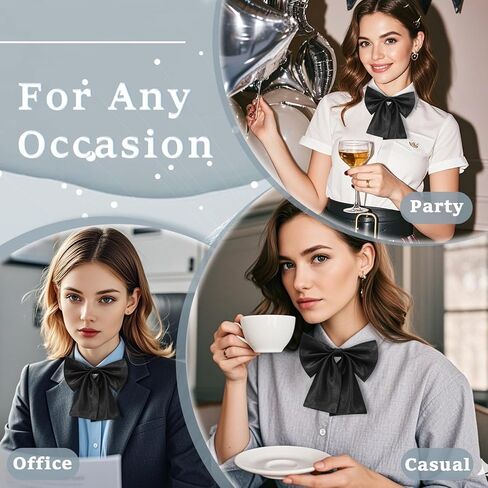 Bow Tie for Women Adjustable Pre-tied Womens Bow Tie, Solid Color Bowtie for Women Accessory School Office Casual in Kuwait