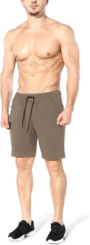 ZENWILL Mens 2 Pack Zip Gym Athletic Shorts, 7" Workout Running Fitness Cotton Training Shorts for Men Zip Pockets in Saudi Arabia