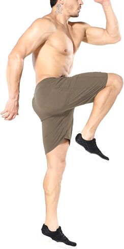ZENWILL Mens 2 Pack Zip Gym Athletic Shorts, 7" Workout Running Fitness Cotton Training Shorts for Men Zip Pockets in Saudi Arabia