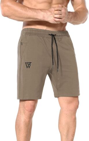 ZENWILL Mens 2 Pack Zip Gym Athletic Shorts, 7" Workout Running Fitness Cotton Training Shorts for Men Zip Pockets in Saudi Arabia