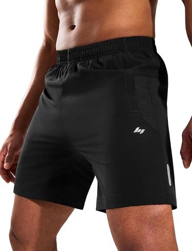 MIER Mens Athletic Shorts 7 Inch Inseam Quick Dry Breathable Running Gym Workout Shorts with 3 Zipper Pockets, No Liner in Kuwait