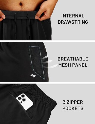 MIER Mens Athletic Shorts 7 Inch Inseam Quick Dry Breathable Running Gym Workout Shorts with 3 Zipper Pockets, No Liner in Kuwait
