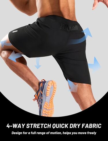 MIER Mens Athletic Shorts 7 Inch Inseam Quick Dry Breathable Running Gym Workout Shorts with 3 Zipper Pockets, No Liner in Kuwait