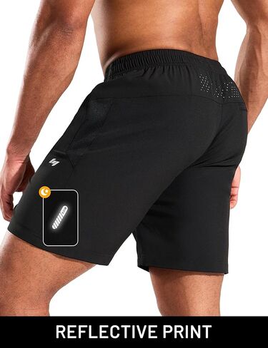 MIER Mens Athletic Shorts 7 Inch Inseam Quick Dry Breathable Running Gym Workout Shorts with 3 Zipper Pockets, No Liner in Kuwait