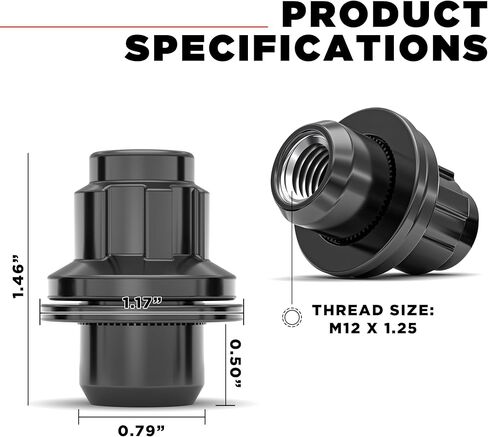 White Knight M12x1.25 Wheel Locks for Select Nissan and Infiniti. Chrome Med Mag with Washers, 45600AM - 4 Pack in Kuwait