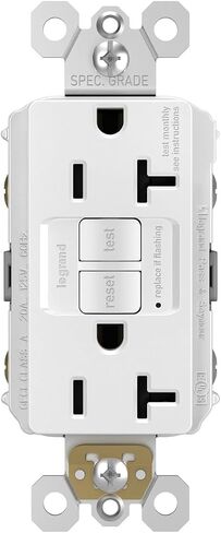 Legrand radiant 2097WCCD12 20 Amp GFCI Self Test Decorator Duplex Outlet, White (1 Count) in Saudi Arabia