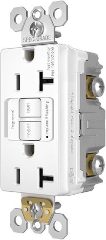 Legrand radiant 2097WCCD12 20 Amp GFCI Self Test Decorator Duplex Outlet, White (1 Count) in Saudi Arabia