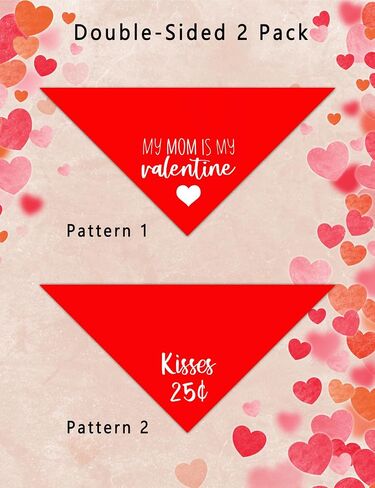 Valentine's Day Dog Bandanas, I Love You Red Heart Double Sided 2 Pack Holiday Puppy Bandanas Dog Kerchief Gifts (03) in Kuwait