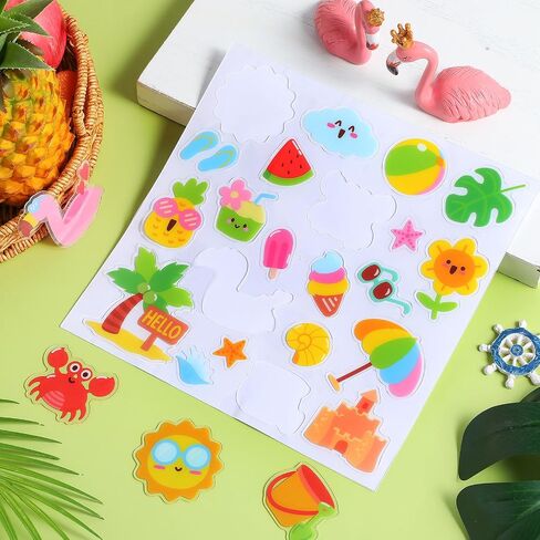 34 Pieces Summer Thick Gel Clings Hello Window Gels Decals Reusable Beach Stickers Removable Pool Sun Cute Gel Clings for Windows Refrigerators Summer Party Decorations, 1 Sheet in Saudi Arabia