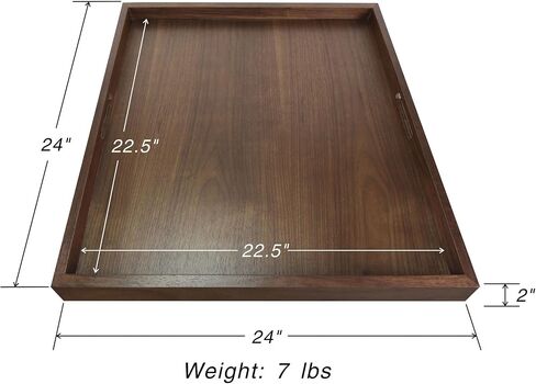 24x24 inches Square Walnut Wooden Ottoman Tray, Large Living Room Serving Tray in Saudi Arabia
