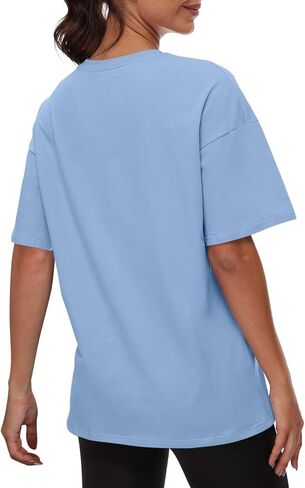 تي شيرت نسائي كبير الحجم مطبوع عليه حروف من ORANDESIGNE برقبة دائرية وأكمام قصيرة in Kuwait